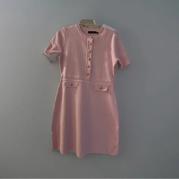 Elegant Sweater Pink Button Dress size Med - Picture 2 of 4